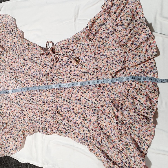 Ladies Blue/Pink Floral Dress with Flutter Sleeves Size 2x - Picture 9 of 11